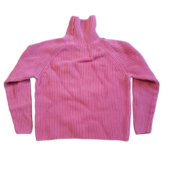 Lands End Womens Pink Ribbed Cotton Turtleneck Sweater Size 6 Preppy Coastal - Picture 2 of 6